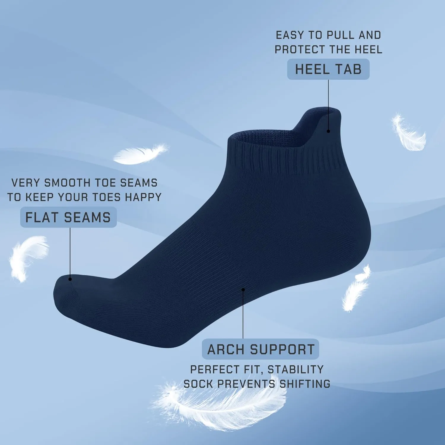 SERISIMPLE Thin Viscose Bamboo No Show Sock Men Low Cut Socks Odor Resistant Breathable Sock 5 Pairs