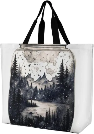 Shoulder Bag Casual Work Bag for Women Scenery in A Jar Large Capacity Bags for Shopping,Travel Beach Gym, 40x40x16cm