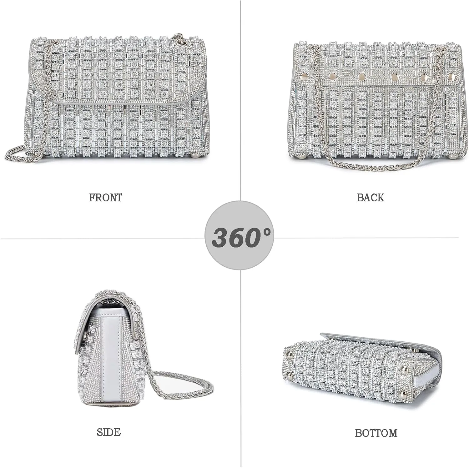 Shoulder Bags Crossbody Bag Purses Handbags Crystals Rhinestone Evening Bag for Women Clutch Purse with Chain