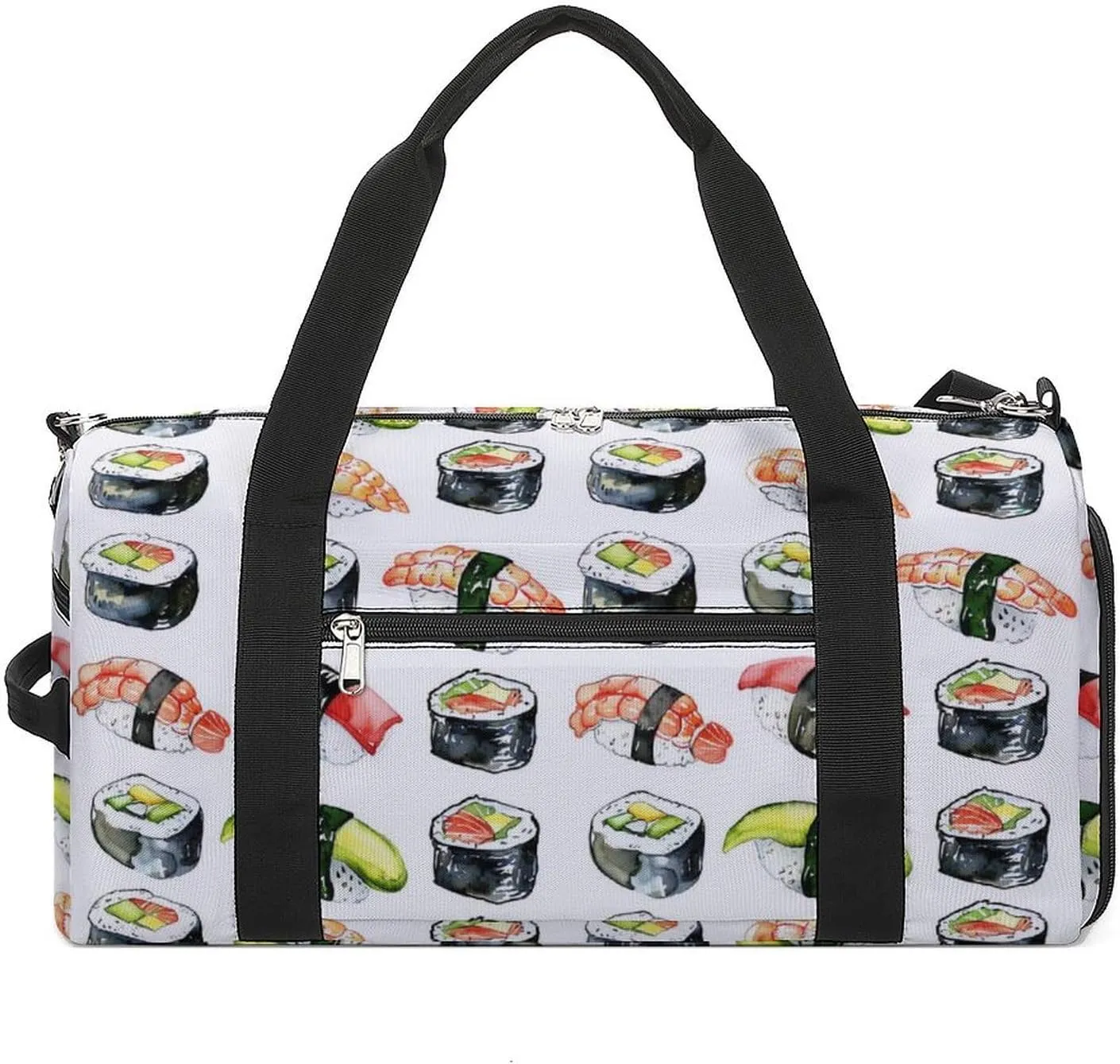 Shrimp Tuna Cucumber Sushi Platter Gym Sport Bag Travel Duffel Bags Tote with Shoe Compartment Water Resistant Pouch Unisex
