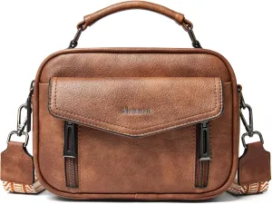 Shrrie Quilted Crossbody Bags for Women - Vegan Leather Crossbody Purses Triple Pocket Small Purses for Women Wide Strap