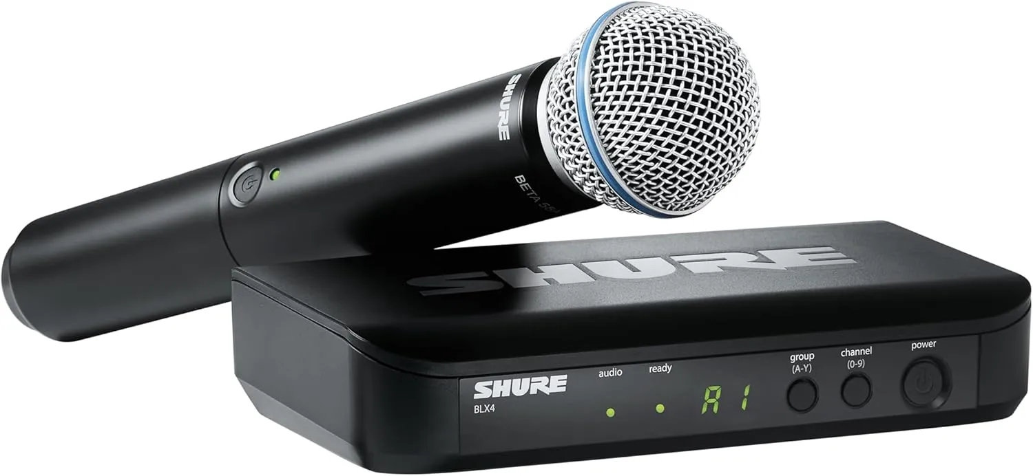 Shure BLX24/B58 Wireless Microphone System - 14-Hour Battery Life, 300 ft Range, UHF | Includes BETA 58A Handheld Vocal Mic, Single Channel Receiver | H11 Band (BLX24/B58-H11)