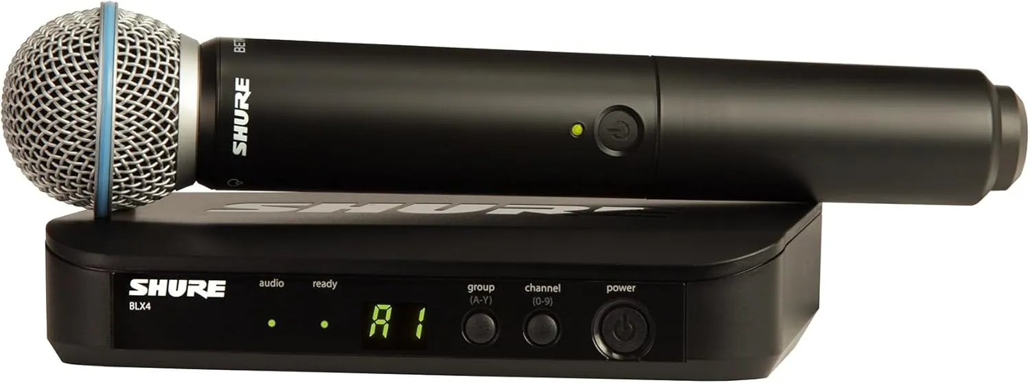 Shure BLX24/B58 Wireless Microphone System - 14-Hour Battery Life, 300 ft Range, UHF | Includes BETA 58A Handheld Vocal Mic, Single Channel Receiver | H11 Band (BLX24/B58-H11)