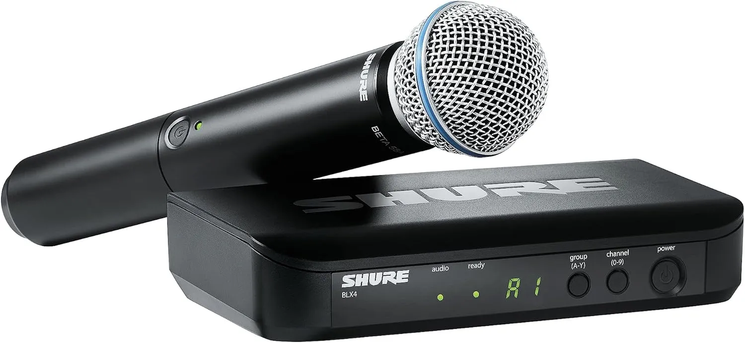 Shure BLX24/B58 Wireless Microphone System - 14-Hour Battery Life, 300 ft Range, UHF | Includes BETA 58A Handheld Vocal Mic, Single Channel Receiver | H9 Band (BLX24/B58-H9)