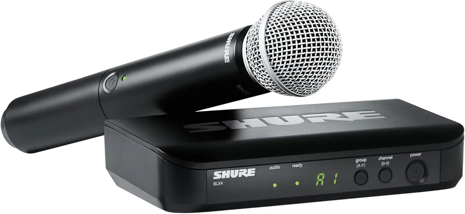 Shure BLX24/SM58 Wireless Microphone System - 14-Hour Battery Life, 300 ft Range, UHF | Includes SM58 Handheld Vocal Mic, Single Channel Receiver | J11 Band (BLX24/SM58-J11)