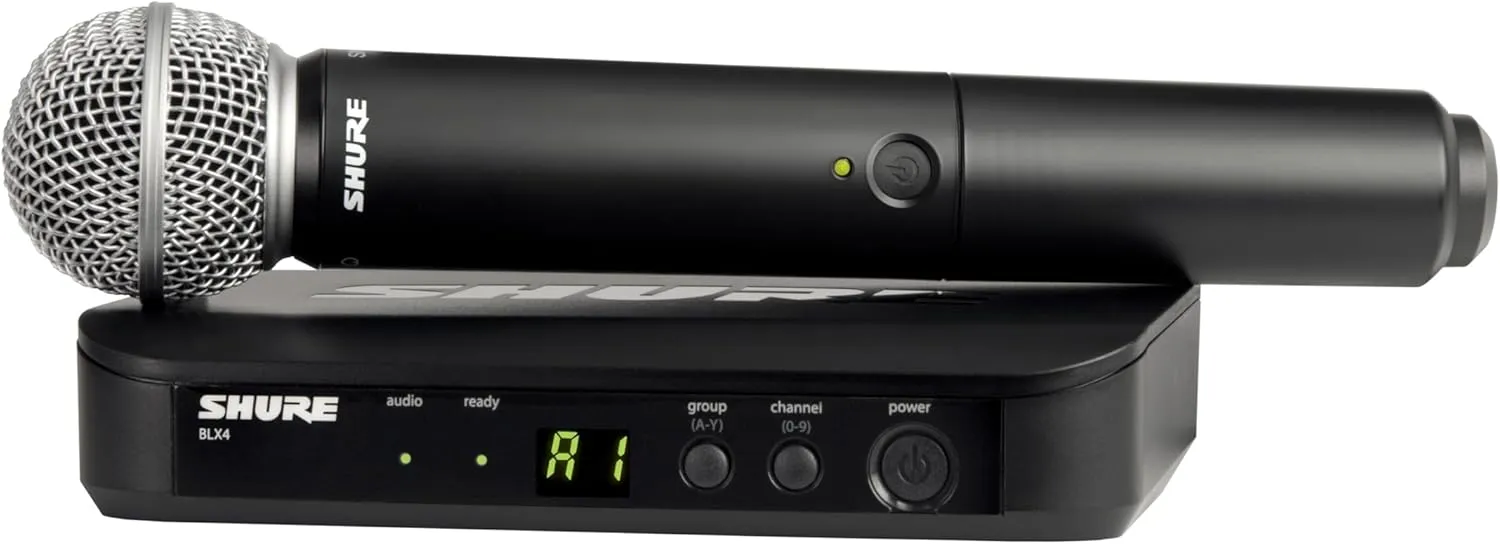 Shure BLX24/SM58 Wireless Microphone System - 14-Hour Battery Life, 300 ft Range, UHF | Includes SM58 Handheld Vocal Mic, Single Channel Receiver | J11 Band (BLX24/SM58-J11)