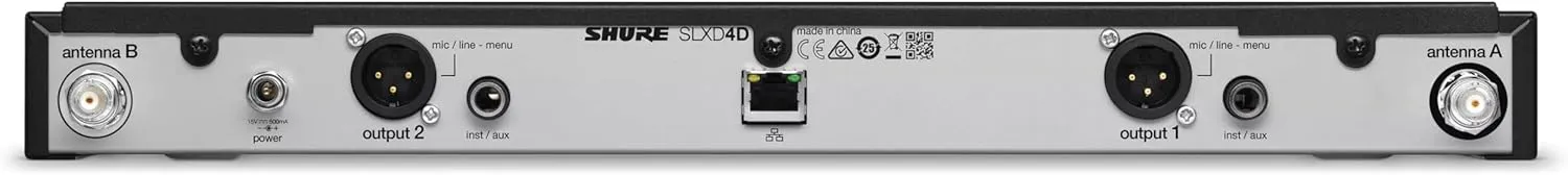 Shure SLXD24D/N8CB Dual Channel Wireless Microphone System - Includes Two SLXD2 Handheld Transmitters with Nexadyne 8/S Vocal Mic Capsules, SLXD4D Rack Mount Receiver | J52 Band (SLXD24D/N8SB-J52)