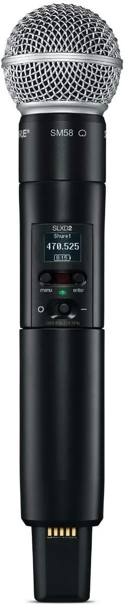 Shure SLXD2/SM58 Handheld Transmitter with SM58 Vocal Mic Capsule - for use with SLX-D Digital Wireless Microphone Systems, Receiver Sold Separately | J52 Band (SLXD2/SM58=-J52)