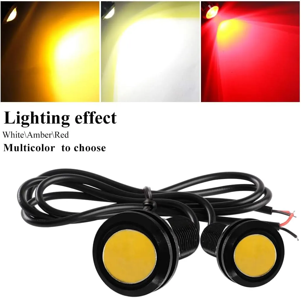 Sidaqi Eagle Eye LED 18mm 12V 9W High Power Car Motorcycle Daytime Running DRL Bumper Fog Light Backup Light Clearance Marker Lights Waterproof-10pcs,Amber