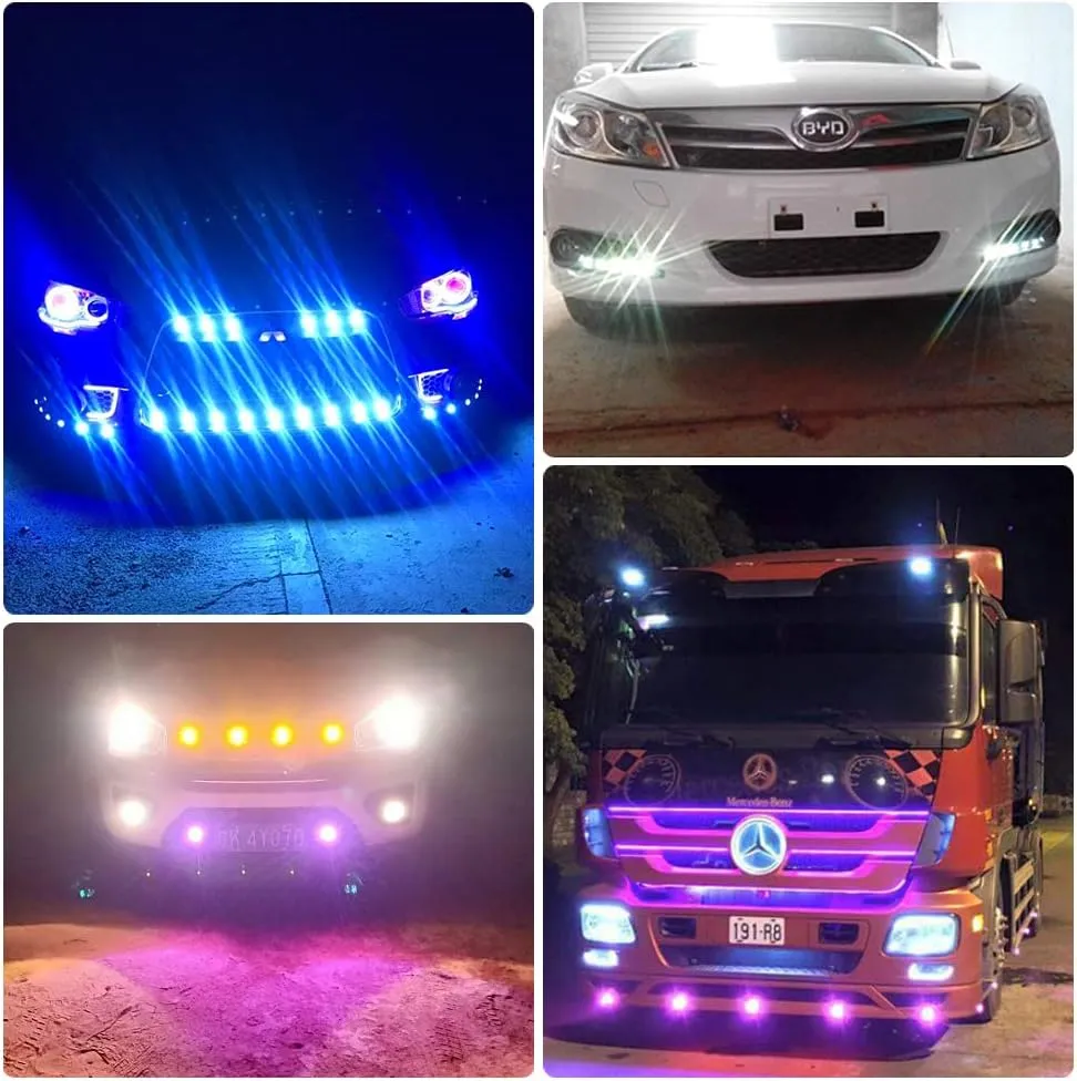 Sidaqi Eagle Eye LED 18mm 12V 9W High Power Car Motorcycle Daytime Running DRL Bumper Fog Light Backup Light Clearance Marker Lights Waterproof-10pcs,Amber