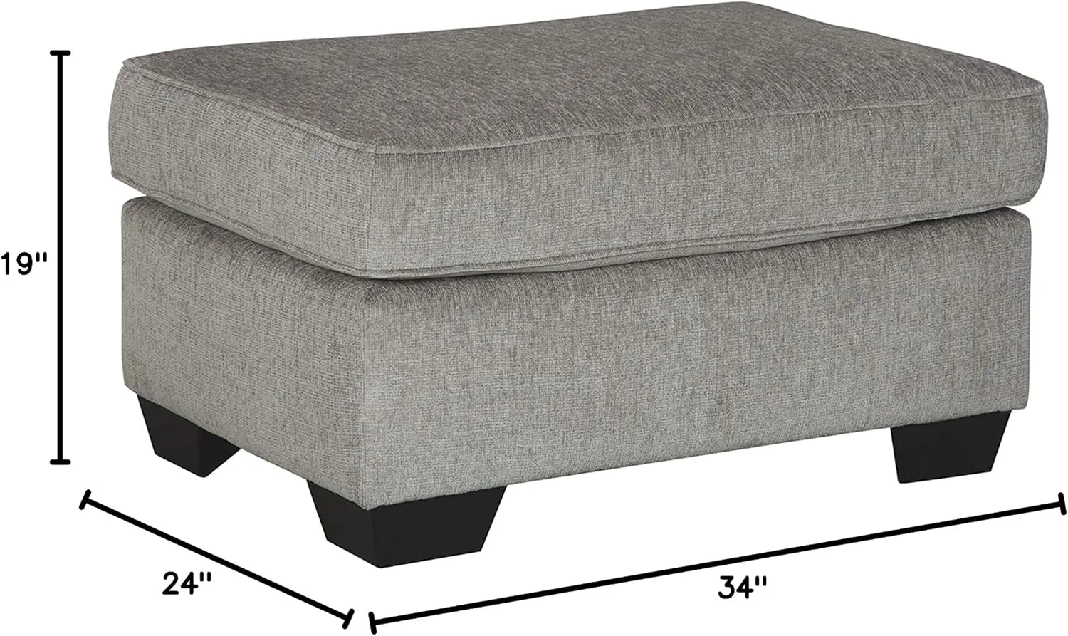 Signature Design by Ashley Altari Modern Rectangular Accent Ottoman, Light Gray