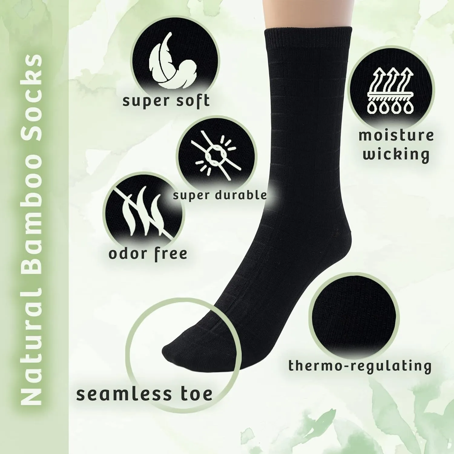 Silky Toes Womens Rayon from Bamboo Dress Crew Socks, 3 or 6 Pairs Designed Casual Basic Socks