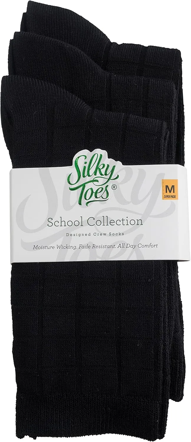 Silky Toes Womens Rayon from Bamboo Dress Crew Socks, 3 or 6 Pairs Designed Casual Basic Socks