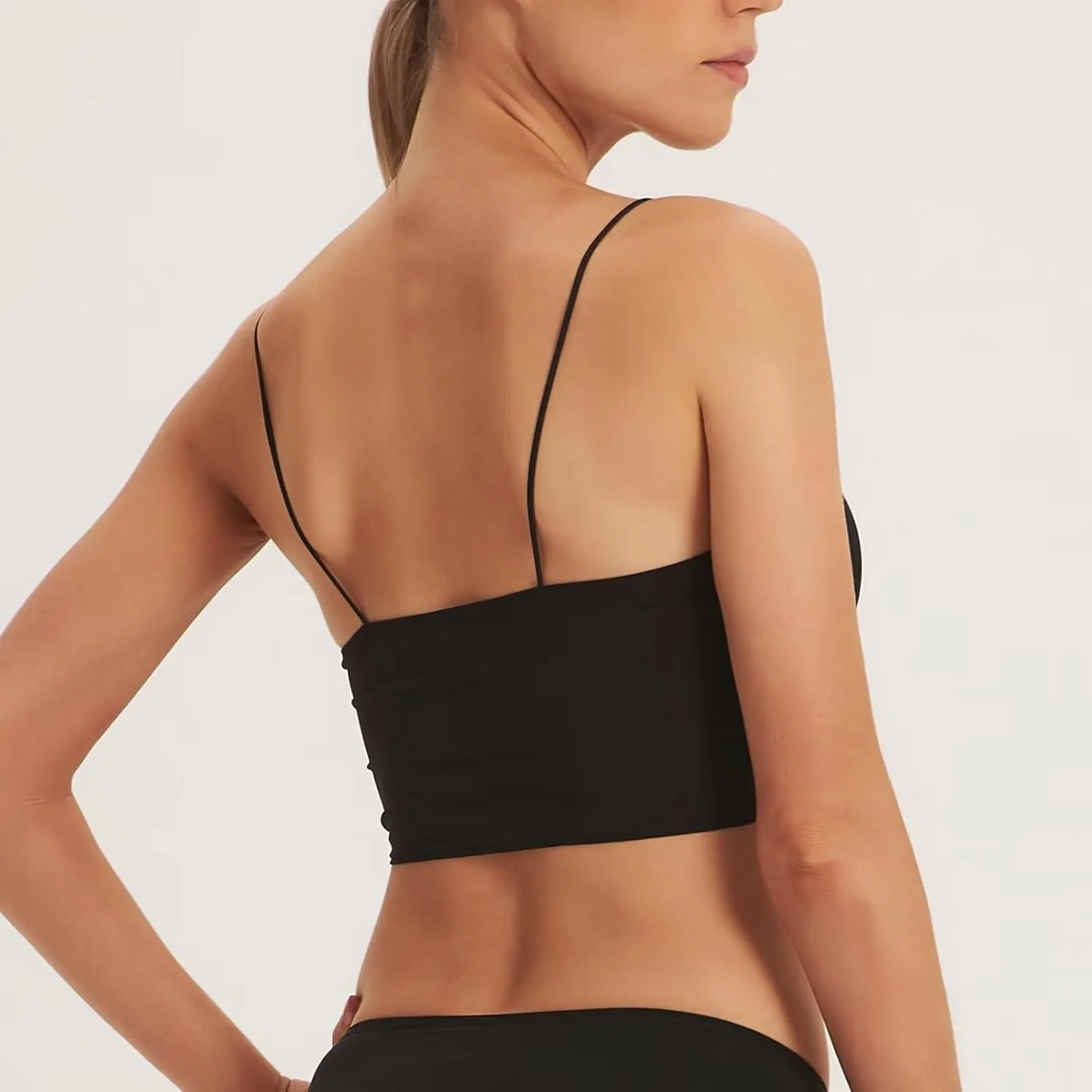 SilRiver Silk Satin Bralette Womens Triangle Bra Deep V Neck Croptops for Teens Wireless Bra