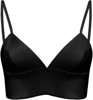 SilRiver Silk Satin Bralette Womens Triangle Bra Deep V Neck Croptops for Teens Wireless Bra