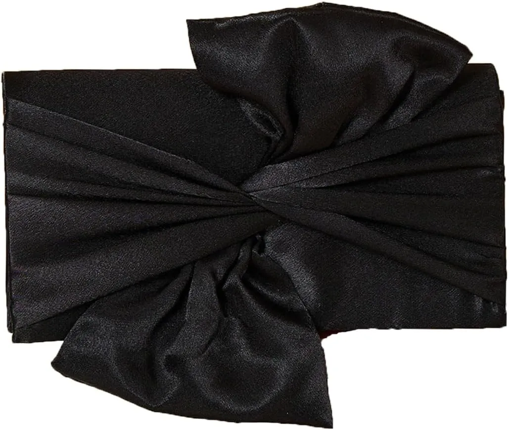 Simcat Womens Clutch Bag,Pleated Satin Handbag Lady Pleated Bow Purse Evening Bag with Chain for Wedding Prom Formal Party