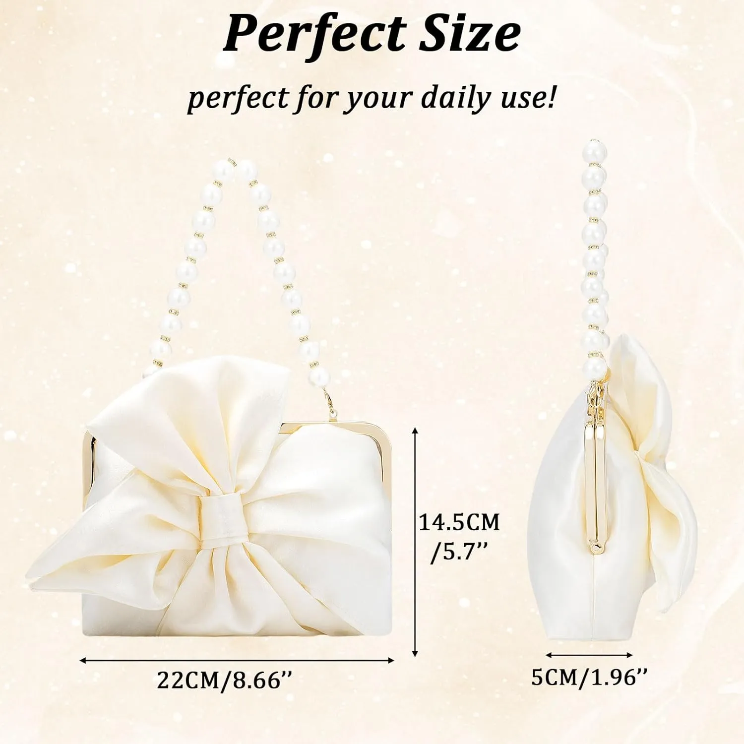Simcat Womens Clutch Bag,Pleated Satin Handbag Lady Pleated Bow Purse Evening Bag with Chain for Wedding Prom Formal Party