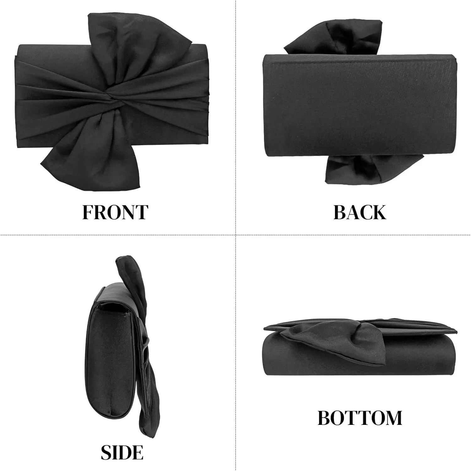 Simcat Womens Clutch Bag,Pleated Satin Handbag Lady Pleated Bow Purse Evening Bag with Chain for Wedding Prom Formal Party