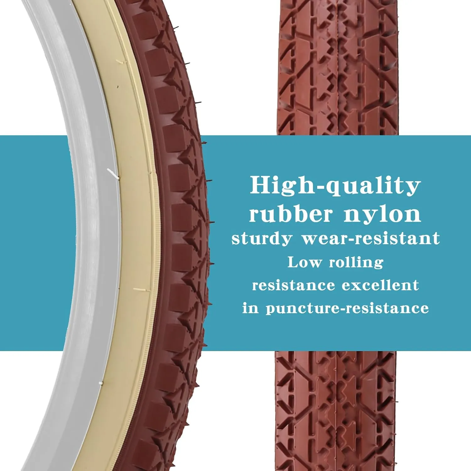 SIMEIQI 1 or 2 Pack Brown 26x2.125 Beach Cruiser Bike Tire Cream Wall with or Without 26x1.75/2.125 Inner Tubes for City Road Urban Bicycle Retro Tire