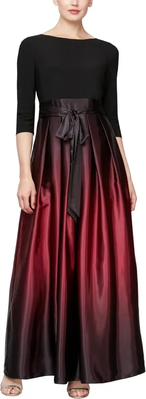 S.L. Fashions Women's Long Satin Mother of The Bride Dress with Pockets, Formal Party Gown (Petite and Regular Sizes)