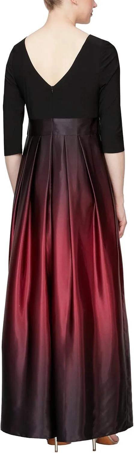 S.L. Fashions Women's Long Satin Mother of The Bride Dress with Pockets, Formal Party Gown (Petite and Regular Sizes)