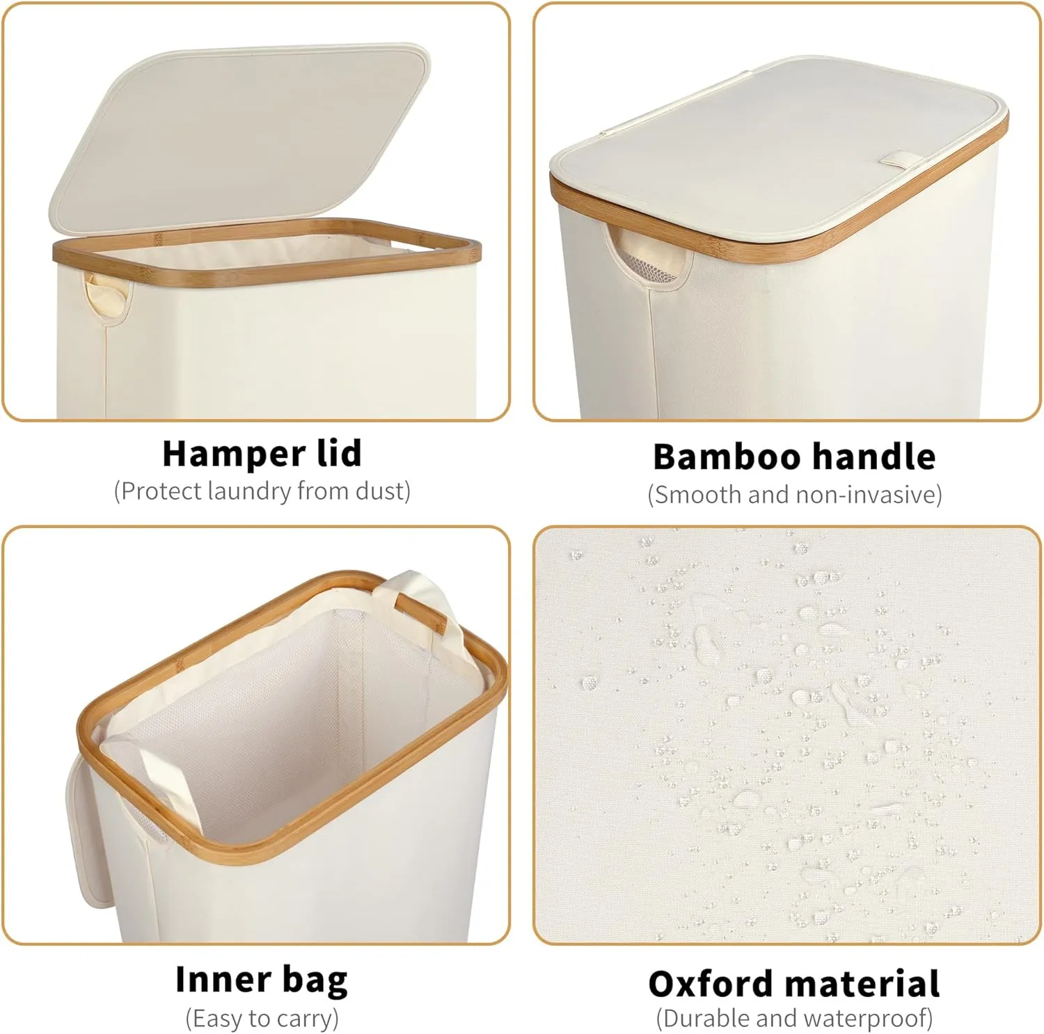 Slim Laundry Hamper, Narrow Laundry Basket with Lid,Foldable Clothes Hamper with Bamboo Handles,Hamper Basket with Removable Inner Bag for Laundry Room Bedroom College Dorm,75L Pink
