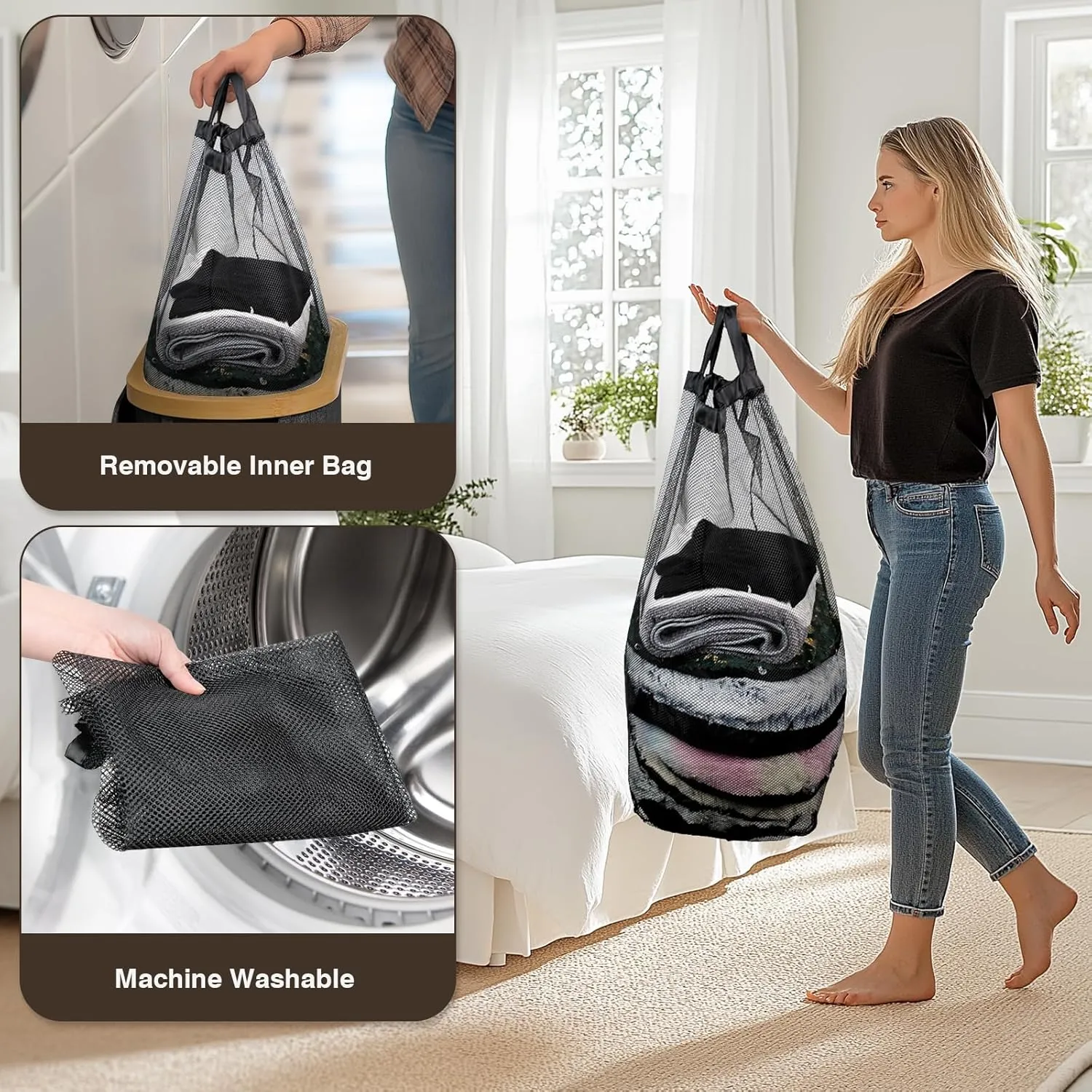 Slim Laundry Hamper with Lid, 60L Small Laundry Basket with Handles&Removable Bag, Thin Dirty Clothes Hampers for Laundry, Narrow Laundry Hampers for Bedroom Aesthetic, Dark Grey