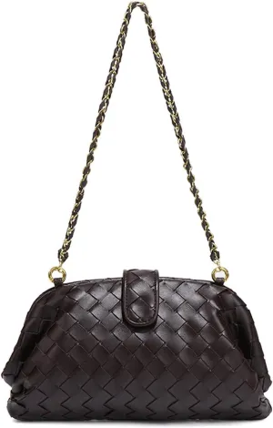 Slouchy PU Leather Woven Hobo Bags Women Trendy Crossbody Crescent Shoulder Purse Beach Satchel Top Handle Tote Handbag