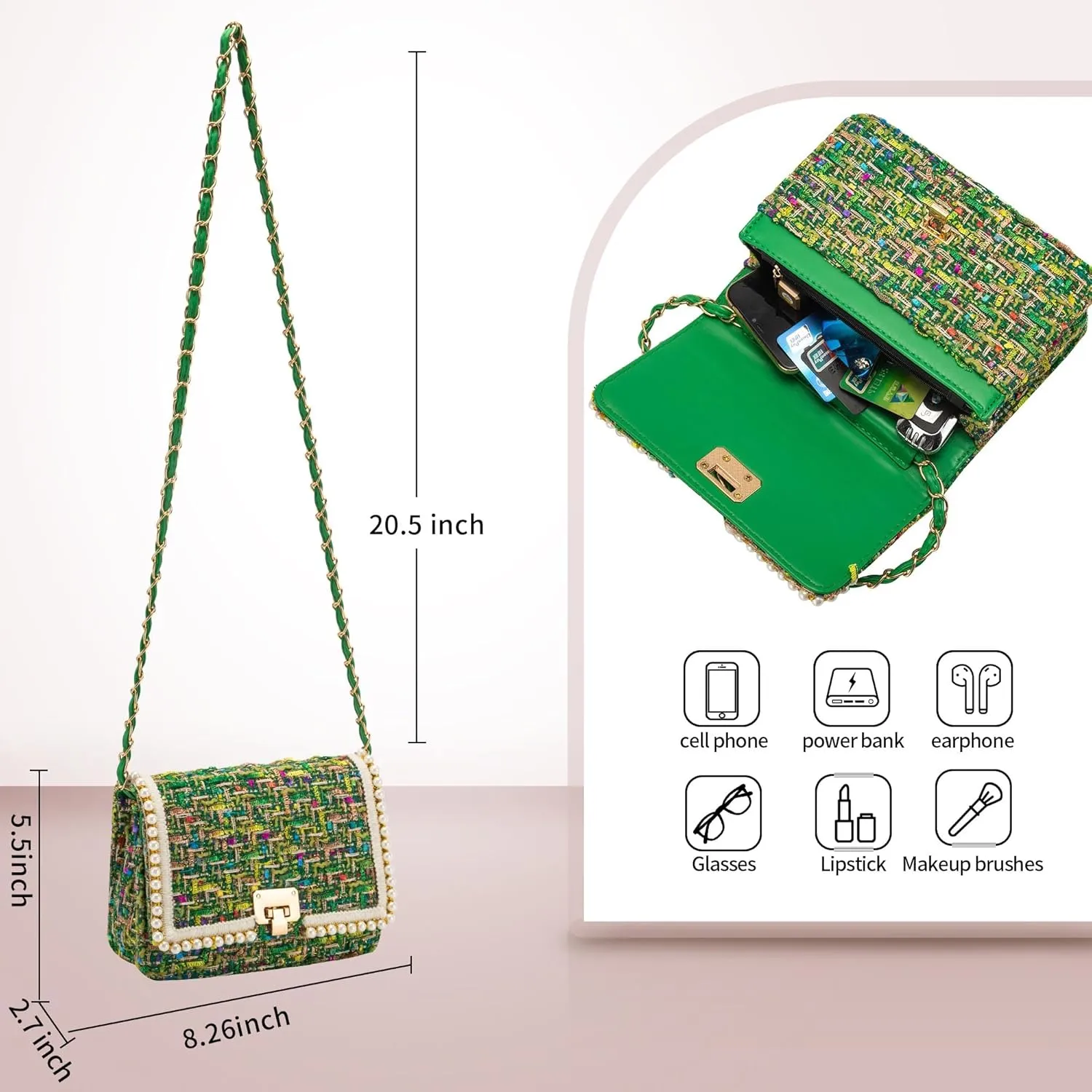 Small Crossbody Bags for Women Leather Shoulder Bag with Chain Strap Trendy Clutch Satchel Ladies pearl Evening Bags