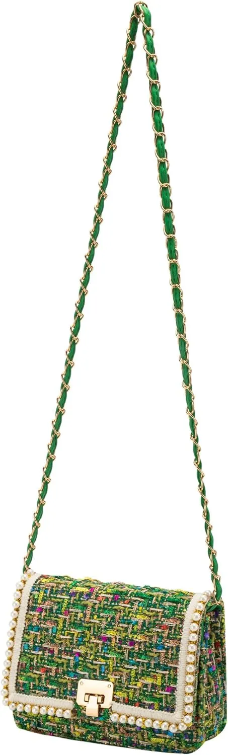Small Crossbody Bags for Women Leather Shoulder Bag with Chain Strap Trendy Clutch Satchel Ladies pearl Evening Bags