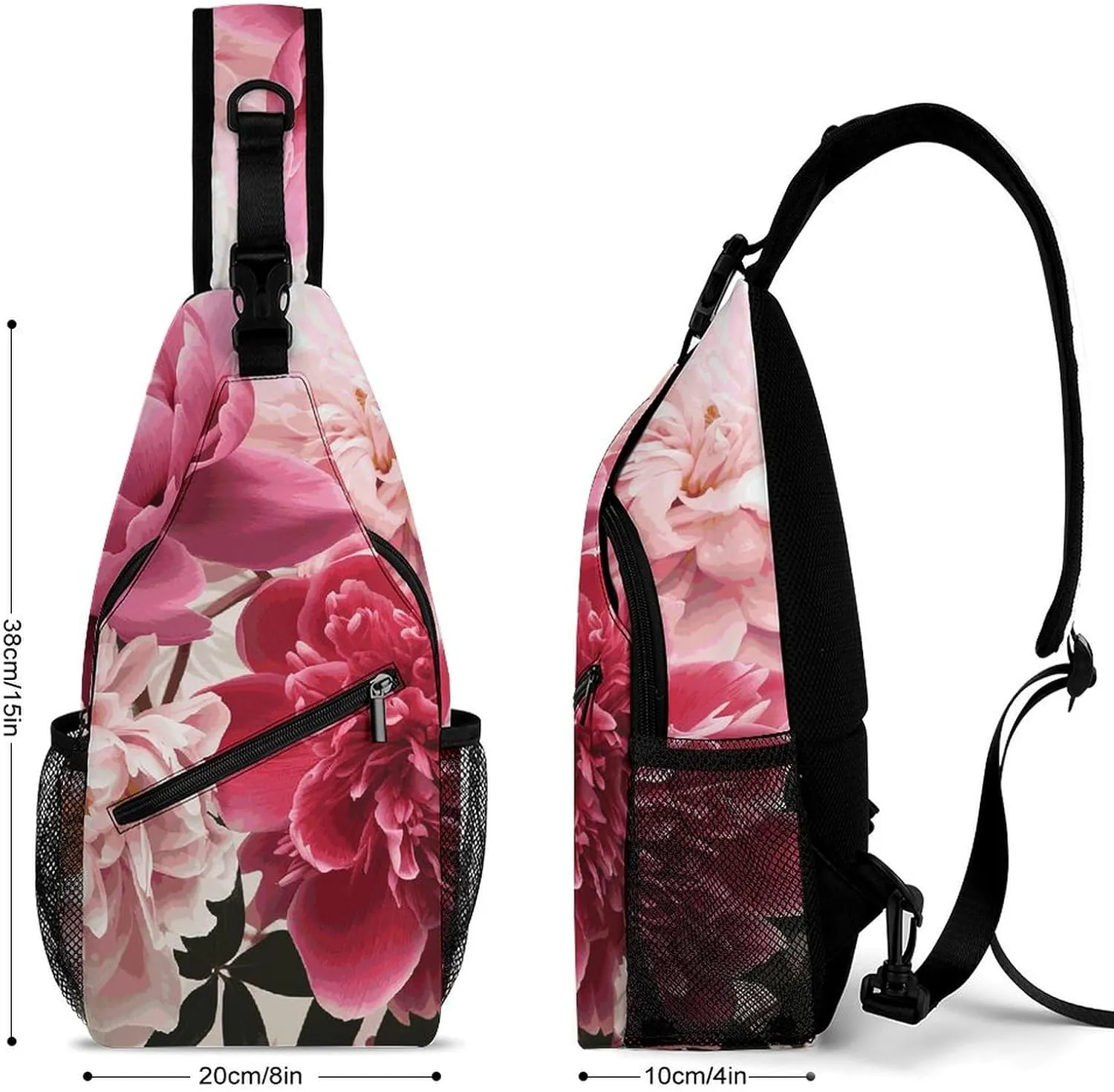 Small Crossbody Sling Backpack Botanical Floral Chest Bags for Traveling Chest Fashion Shoulder Bag