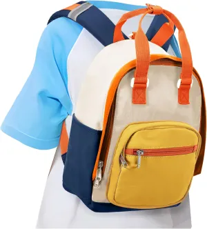 Small Daypack for Travel Color Block Cute Backpack with Name Tag