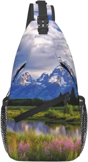 Small Sling Bag for Women Men grand teton national park Crossbody Bag Casual Hiking Chest Bags Fashion Fanny Pack