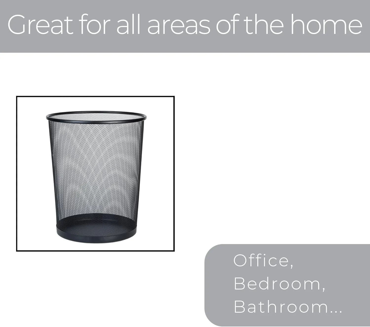 Smart Design Steel Mesh Waste Basket - Set of 12-11.75 x 13.75 Inch - Black