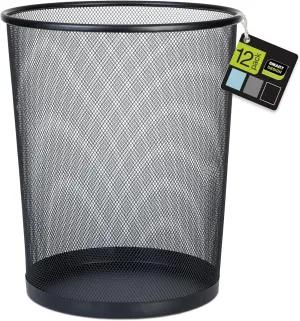 Smart Design Steel Mesh Waste Basket - Set of 12-11.75 x 13.75 Inch - Black