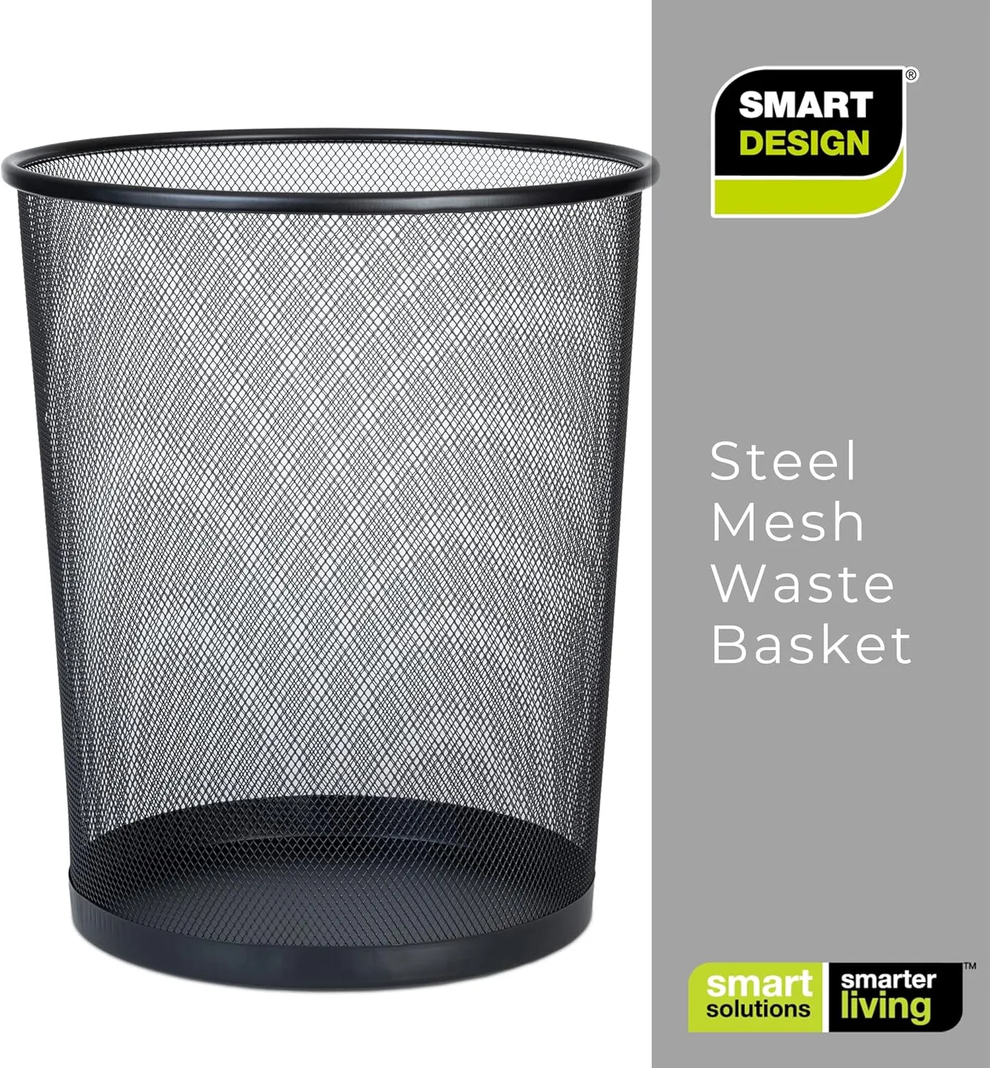 Smart Design Steel Mesh Waste Basket - Set of 12-11.75 x 13.75 Inch - Black