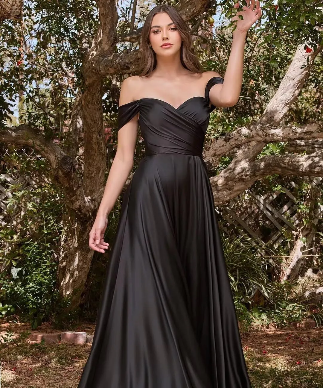 SoDigne Women's Off The Shoulder Bridesmaid Dresses with Slit Long Satin Formal Evening Party Gowns