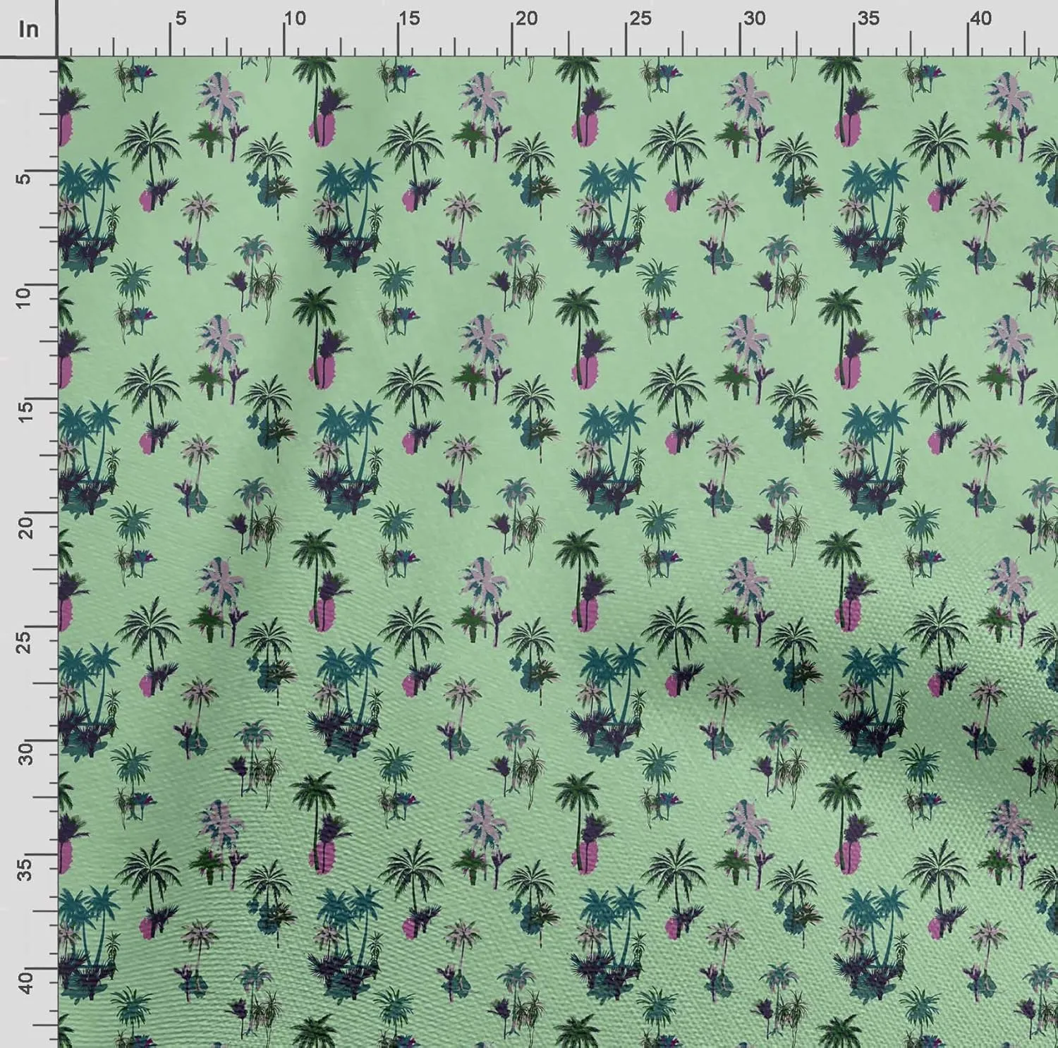 Soimoi Silky Satin Fabric Material, 1 Yard - 42" Inch Width, Green - Leaves Print - Soft Shiny Fabric for Dress, Pillowcases, Pajamas, Evening Dress, DIY