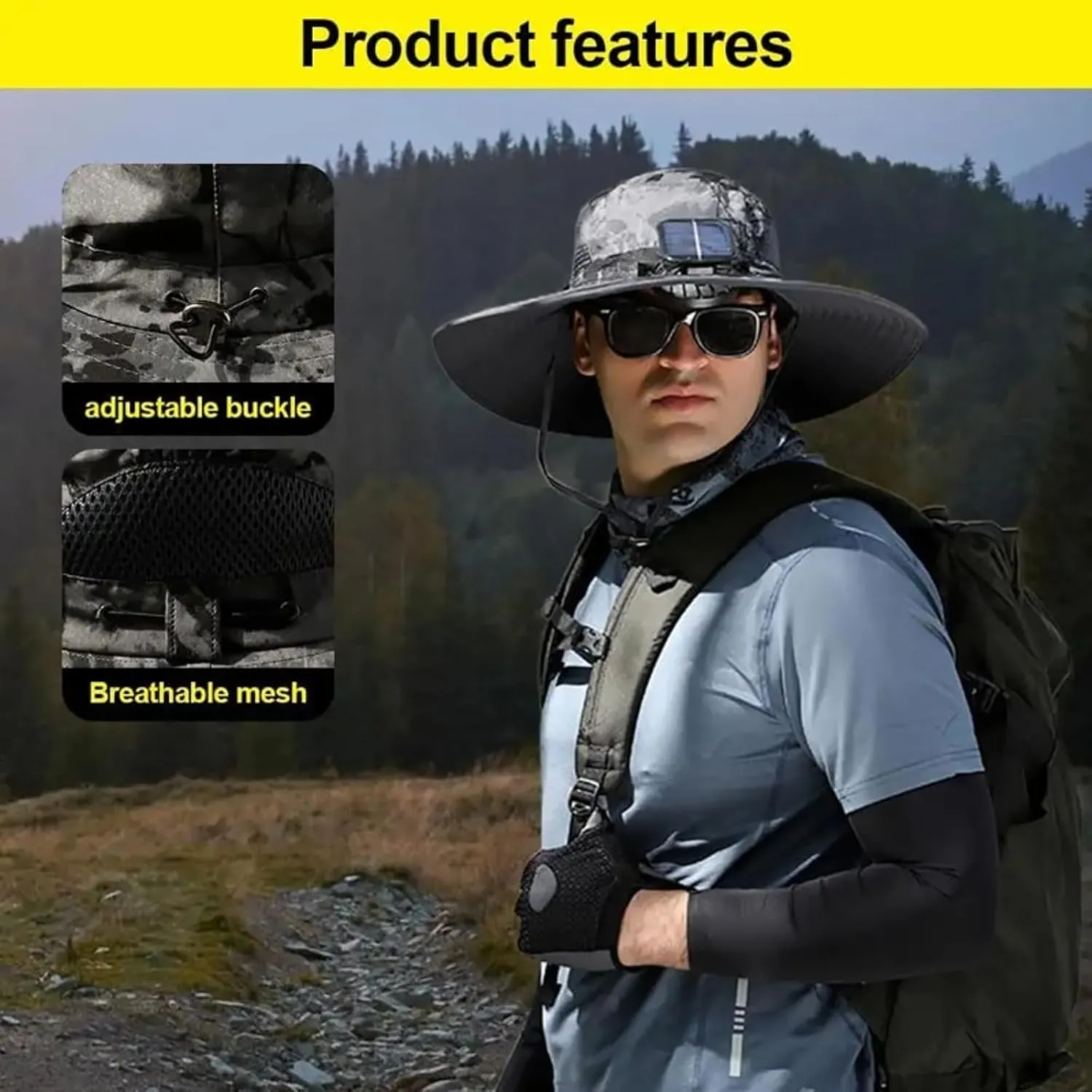 Solar Powered Fishing Hat with Fans, Solar Fan Hat Sun Fishing Hat, Hat with Solar Fans, Cooling & Lightweight