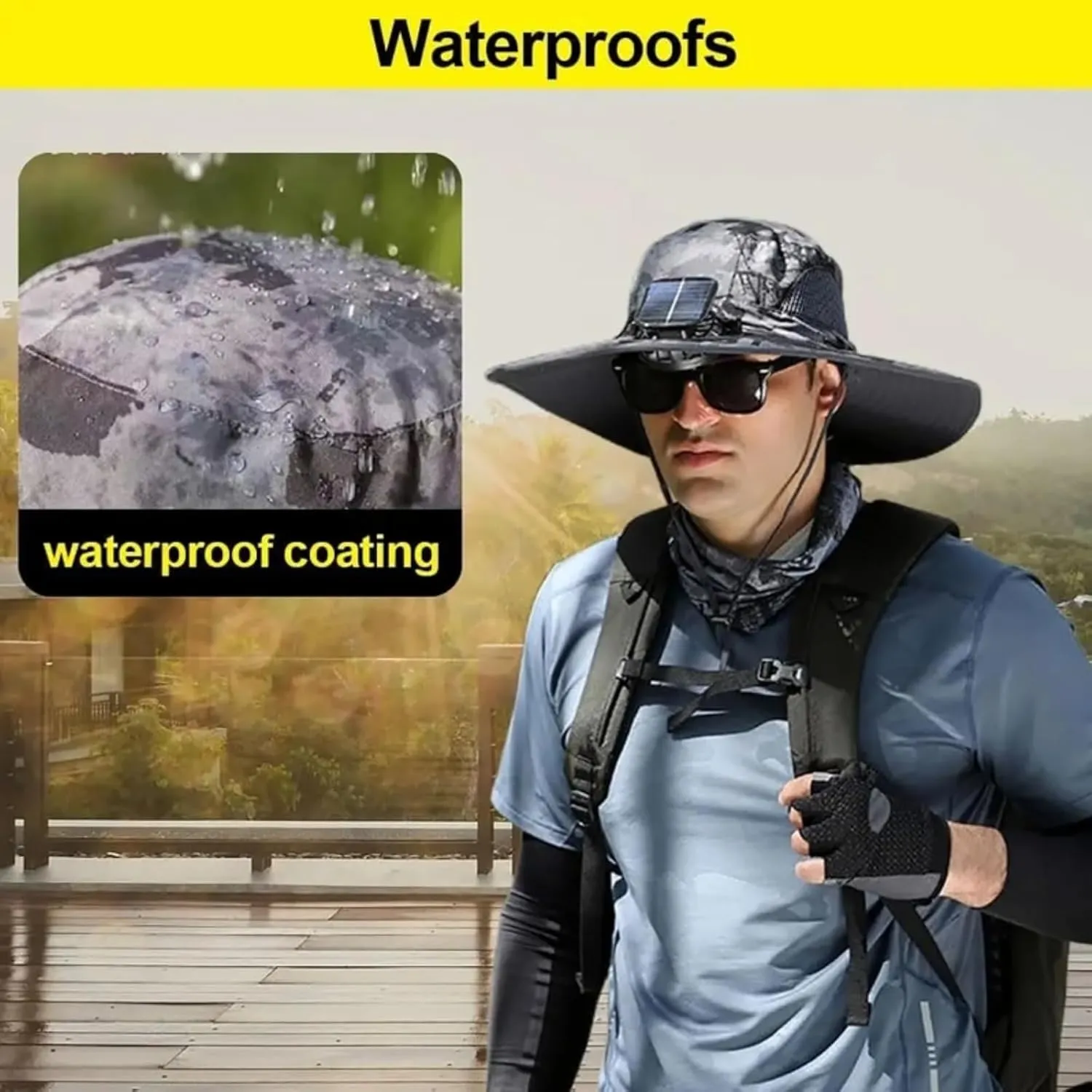 Solar Powered Fishing Hat with Fans, Solar Fan Hat Sun Fishing Hat, Hat with Solar Fans, Cooling & Lightweight