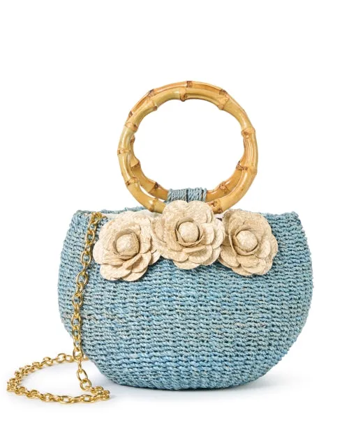 Soraya Blue Straw Basket Bag