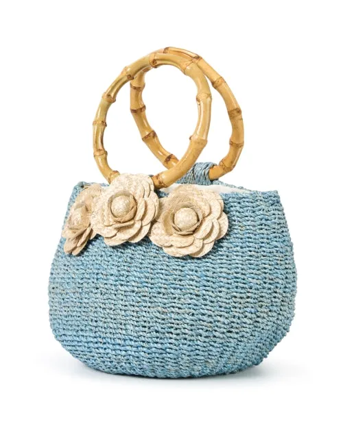 Soraya Blue Straw Basket Bag