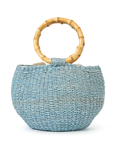 Soraya Blue Straw Basket Bag