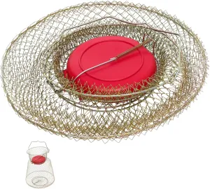 Sosoport Portable Iron Fishing Net with Floating Bowl Durable Wear Resistant Mesh Cage for Catching Fish Crabs