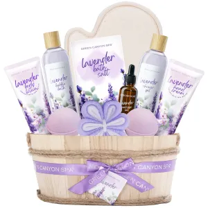 Spa Gift Baskets for Women - Lavender Bath Gift Sets- 11pcs with Bubble Bath, Shower Gel, Body Lotion, Bath Bombs, Essential Oil, Mothers Day Birthday Gifts Idea