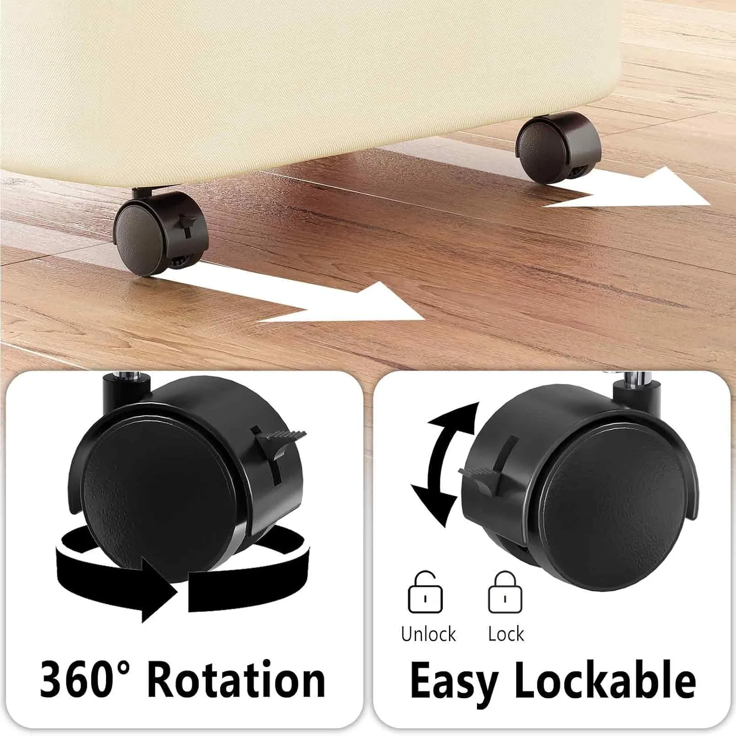SpaceAid Laundry Hamper with Wheels and Lid, 26 Gal (100L) Rolling Clothes Basket with Bamboo Handle, Large Laundry Hamper for Bedroom, Bathroom, Dorm, Laundry Room - Beige