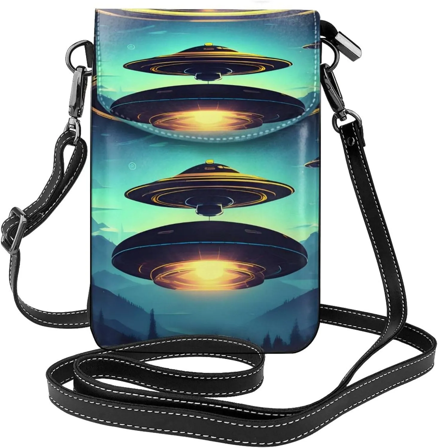 Spacecraft Descend Zippered Crossbody Bag,* Women'S Shoulder Bag With Card Slot, Removable Shoulder Strap, 7.6 X 4.9 In.
