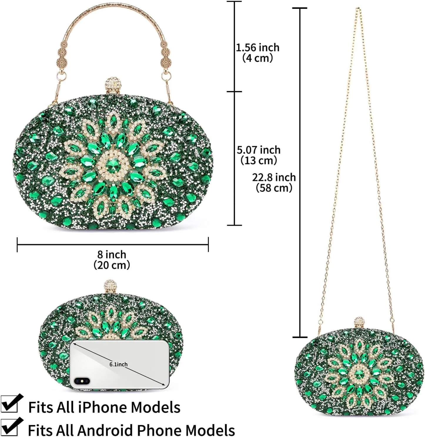 Sparkly Women's Evening Clutch Purses Rhinestone Bag Luxury Handbags For Weddings Formal Prom Party