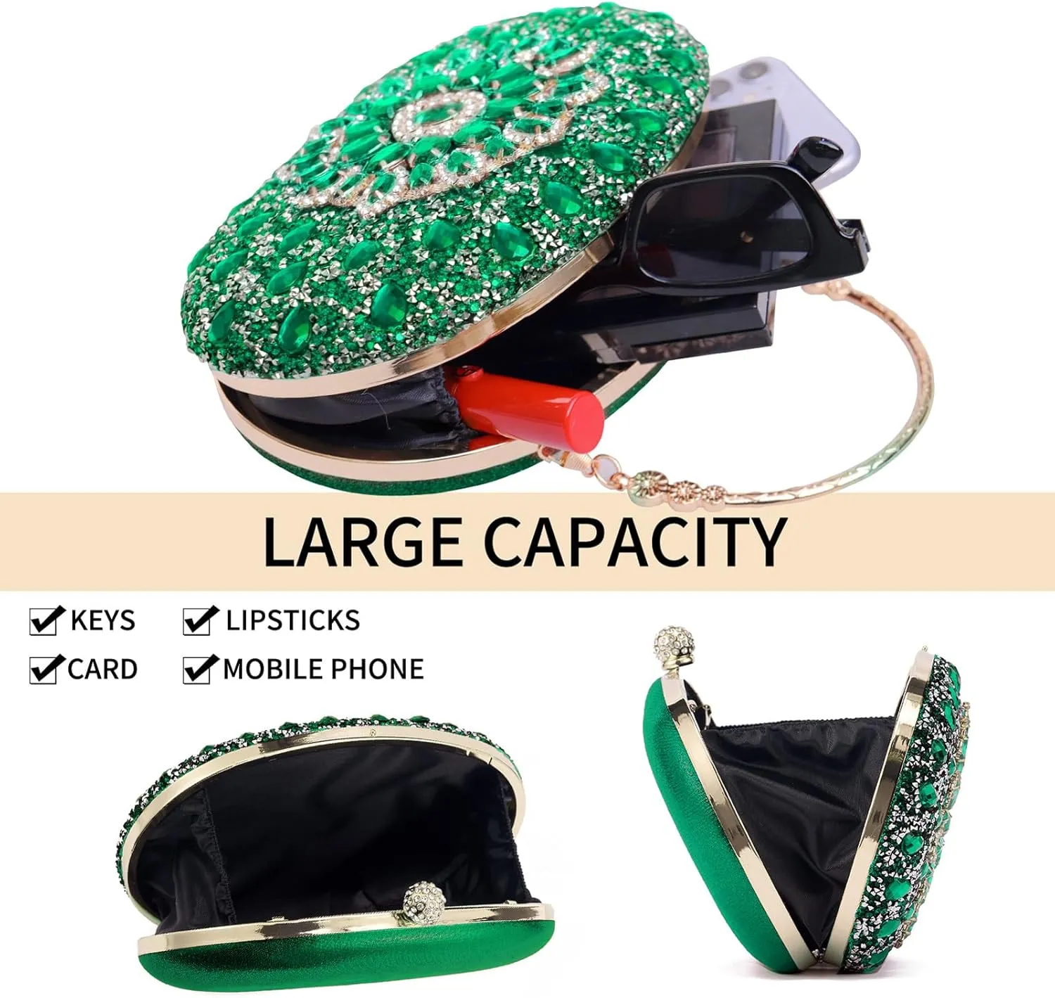 Sparkly Women's Evening Clutch Purses Rhinestone Bag Luxury Handbags For Weddings Formal Prom Party