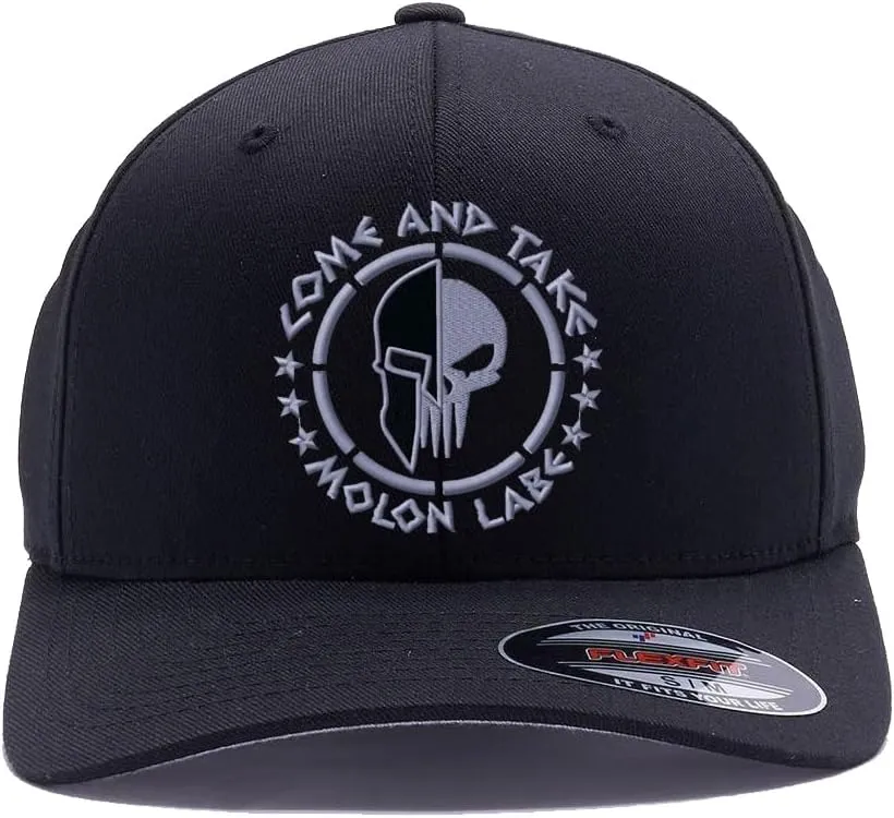 Spartan Skull Warrior Helmet Molon Labe/ΜΟΛΩΝ ΛΑΒΕ - Come and Take Embroidered Flex Fitted Baseball Hat